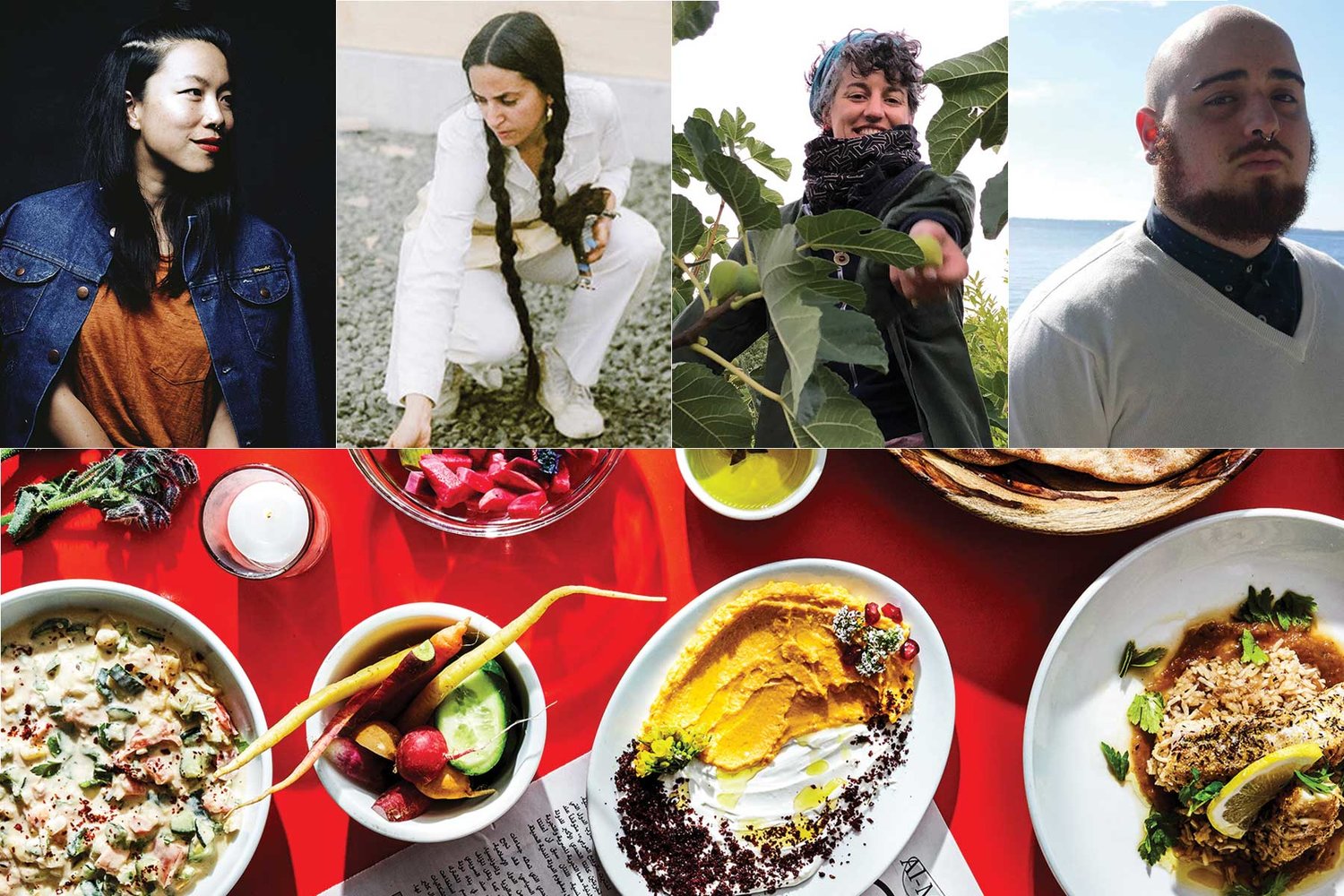 From left to right: Kim Chou by Paper Monday, Amanny Ahmad, Ora Wise by Scout Rose, and George Abraham. Bottom: a photo from the Asymmetrical Table event by Heidi’s Bridge